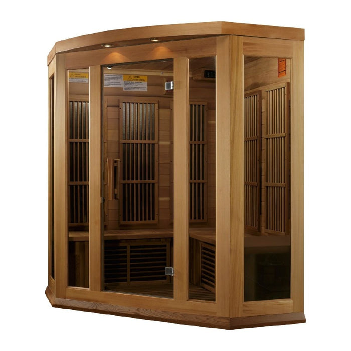 Maxxus 3-Person Corner Low EMF FAR Infrared Dry Sauna in Canadian Red Cedar - West Coast Saunas - MX-K356-01 CED