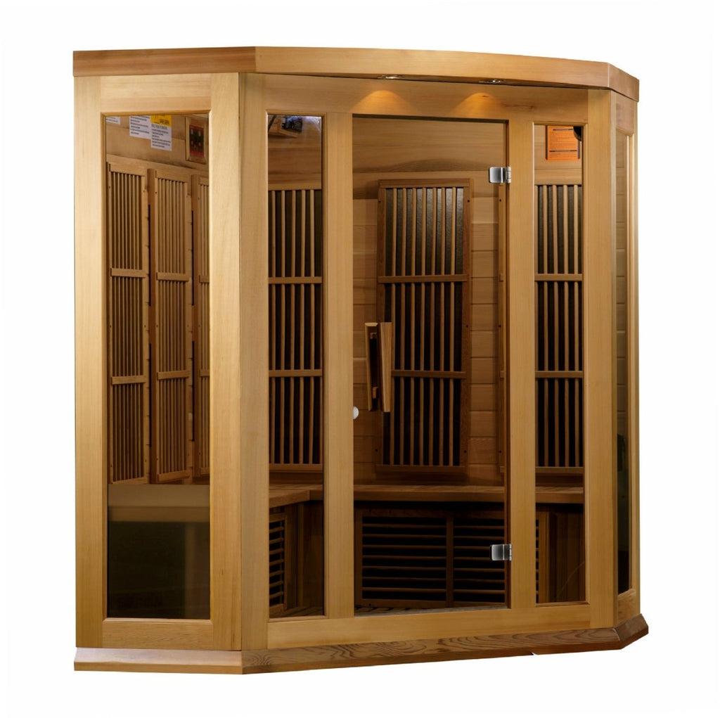 Maxxus 3-Person Corner Low EMF FAR Infrared Dry Sauna in Canadian Red Cedar - West Coast Saunas - MX-K356-01 CED