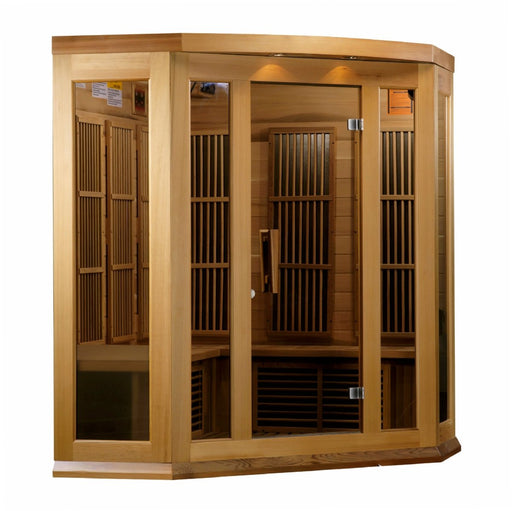 Maxxus 3-Person Corner Low EMF FAR Infrared Dry Sauna in Canadian Red Cedar - West Coast Saunas - MX-K356-01 CED