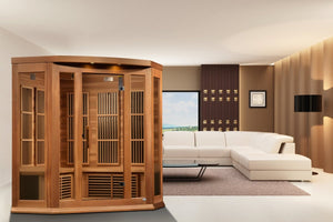 Maxxus 3-Person Corner Low EMF FAR Infrared Dry Sauna in Canadian Red Cedar - West Coast Saunas - MX-K356-01 CED