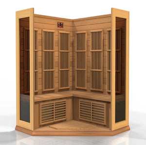 Maxxus 3-Person Corner Low EMF FAR Infrared Dry Sauna in Canadian Red Cedar - West Coast Saunas - MX-K356-01 CED