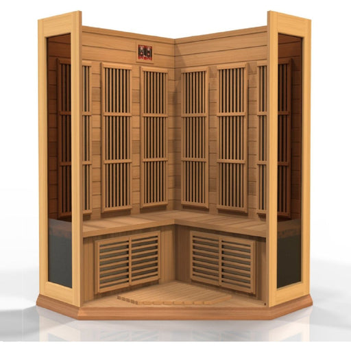 Maxxus 3-Person Corner Low EMF FAR Infrared Dry Sauna in Canadian Red Cedar - West Coast Saunas - MX-K356-01 CED