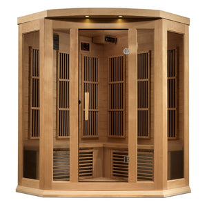 Maxxus 3-Person Corner Near Zero EMF FAR Infrared Dry Sauna in Canadian Hemlock - West Coast Saunas - MX-K356-01-ZF