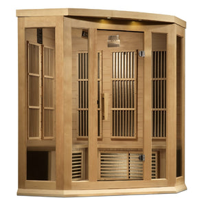 Maxxus 3-Person Corner Near Zero EMF FAR Infrared Dry Sauna in Canadian Hemlock - West Coast Saunas - MX-K356-01-ZF