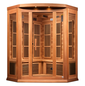 Maxxus 3-Person Corner Near Zero EMF FAR Infrared Dry Sauna in Canadian Red Cedar - West Coast Saunas - MX-K356-01-ZF CED