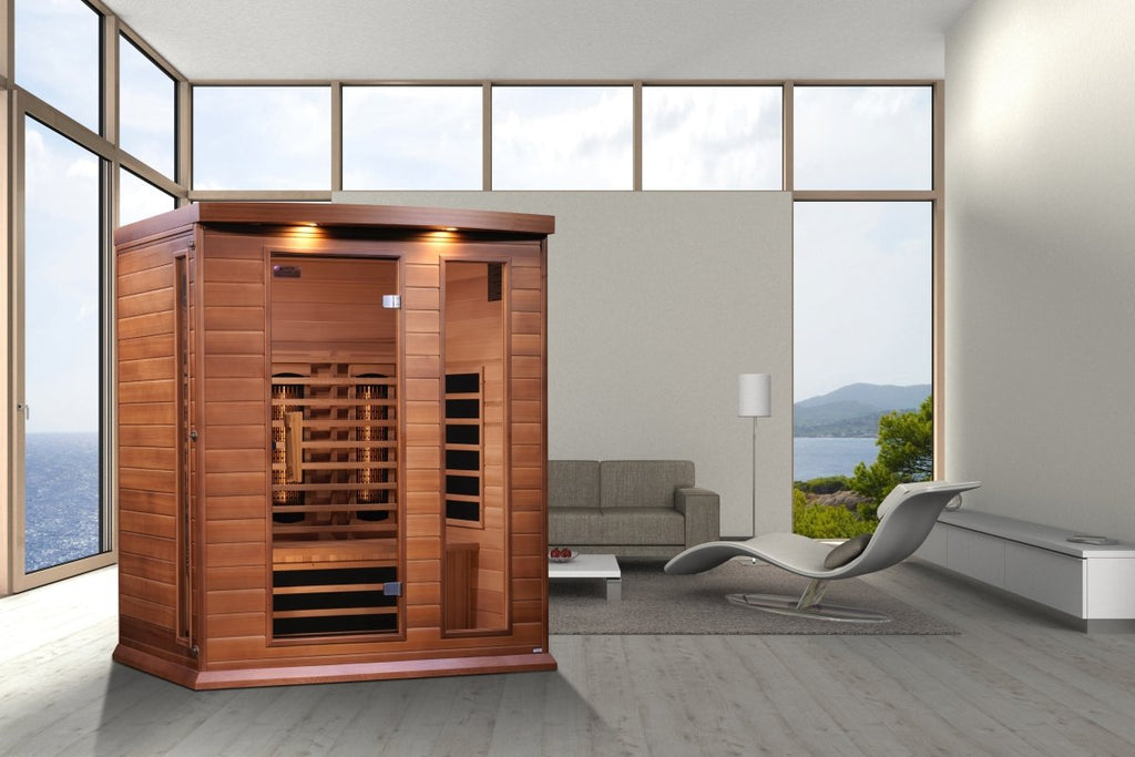 Maxxus 3-Person Full Spectrum Near Zero EMF FAR Cedar Infrared Sauna - West Coast Saunas - MX-M306-01-FS CED