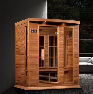 Maxxus 3-Person Near Zero EMF FAR Infrared Dry Sauna in Canadian Red Cedar - West Coast Saunas - MX-K306-01-ZF CED