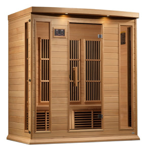 Maxxus 4-Person Corner Near Zero EMF FAR Infrared Dry Sauna in Canadian Hemlock - West Coast Saunas - MX-K406-01-ZF