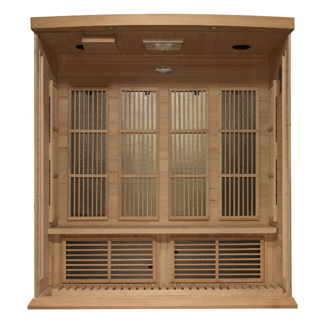 Maxxus 4-Person Corner Near Zero EMF FAR Infrared Dry Sauna in Canadian Hemlock - West Coast Saunas - MX-K406-01-ZF