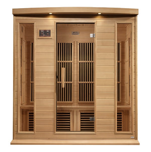 Maxxus 4-Person Corner Near Zero EMF FAR Infrared Dry Sauna in Canadian Hemlock - West Coast Saunas - MX-K406-01-ZF