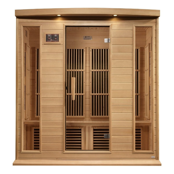 Maxxus 4-Person Corner Near Zero EMF FAR Infrared Dry Sauna in Canadian Hemlock - West Coast Saunas - MX-K406-01-ZF