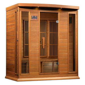 Maxxus 4-Person Corner Near Zero EMF FAR Infrared Dry Sauna in Canadian Red Cedar - West Coast Saunas - MX-K406-01-ZF CED