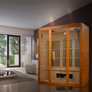 Maxxus "Alpine" 3-Person Corner Low EMF FAR Infrared Dry Sauna in Canadian Hemlock - West Coast Saunas - MX-J306-02S