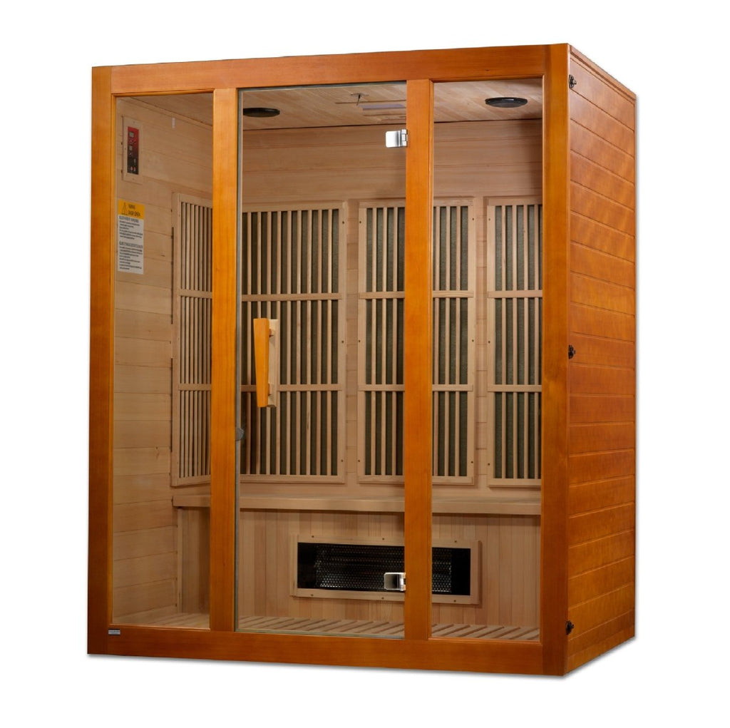 Maxxus "Alpine" 3-Person Corner Low EMF FAR Infrared Dry Sauna in Canadian Hemlock - West Coast Saunas - MX-J306-02S