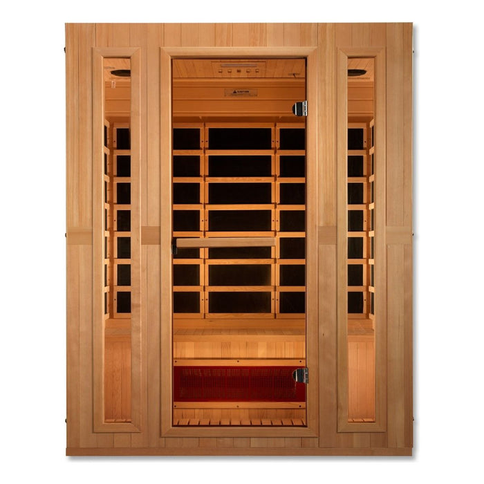 Maxxus "Trinity" 3-Person Corner Low EMF FAR Infrared Sauna in Canadian Hemlock - West Coast Saunas - MX-LS3-01