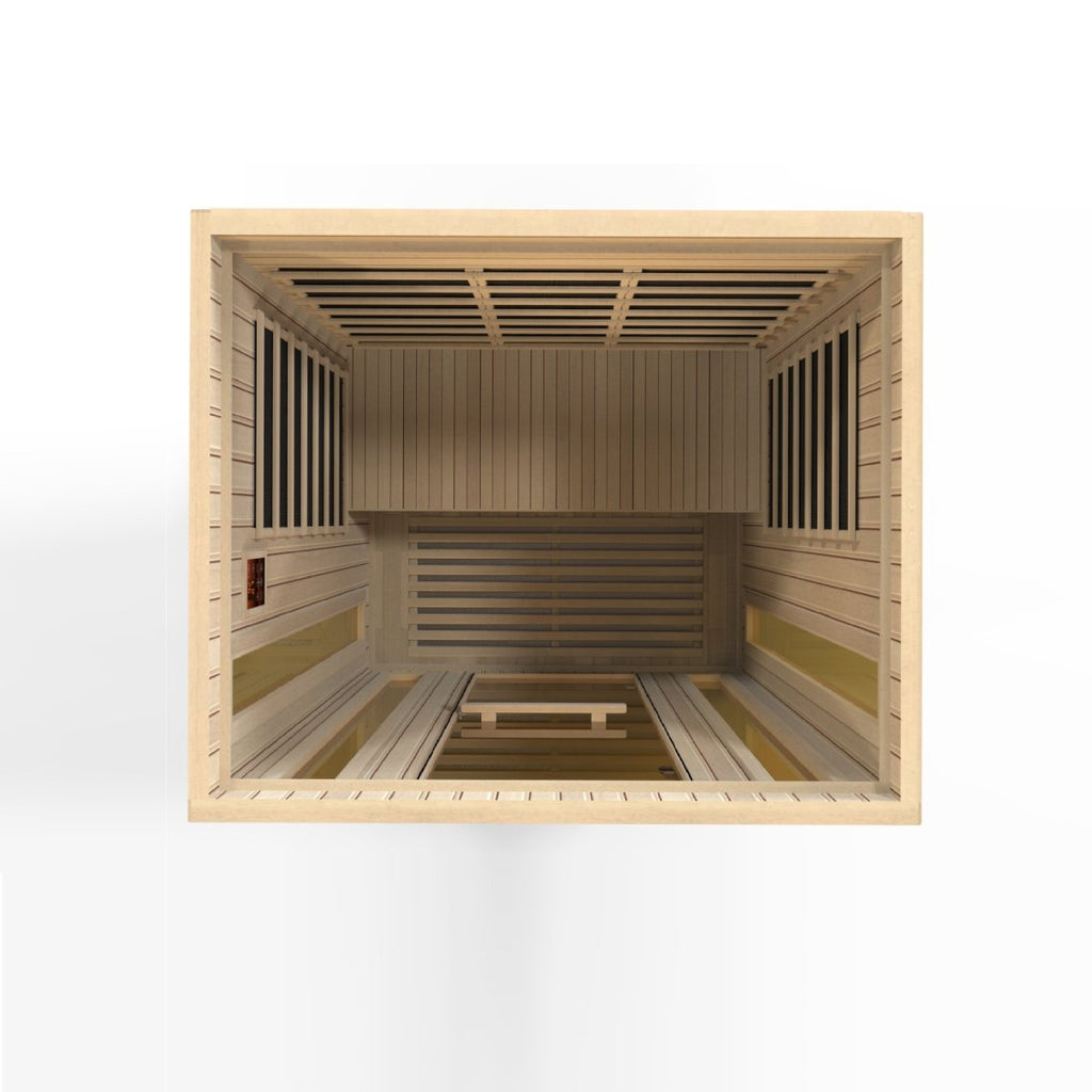 Maxxus "Trinity" 3-Person Corner Low EMF FAR Infrared Sauna in Canadian Hemlock - West Coast Saunas - MX-LS3-01