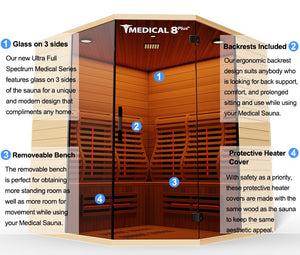 Medical Saunas Medical 8 Plus 4-Person Indoor Ultra Full Spectrum Infrared Dry Sauna - West Coast Saunas - ms-medical-ultra-8