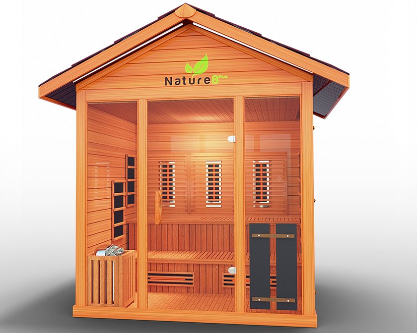 Medical Saunas Nature 8Plus 6-Person Full Spectrum Infrared Doctor Designed Outdoor Steam Sauna - West Coast Saunas - ms-nature-8