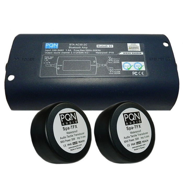 PQN Audio BTA-AC30-2C AC Powered Waterproof Bluetooth Amplifier with 2 SPATFX Transducers - West Coast Saunas - 