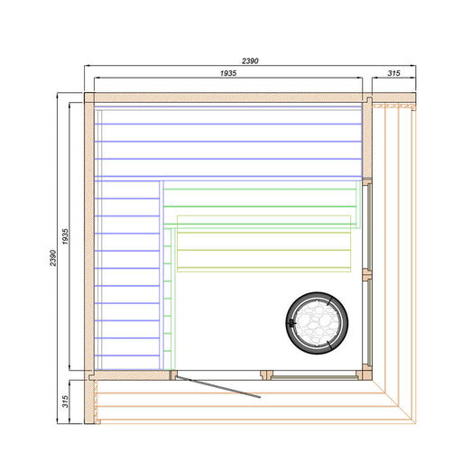 PRIMO Corner 4 Person Outdoor Sauna - West Coast Saunas - SSPRIMO1S