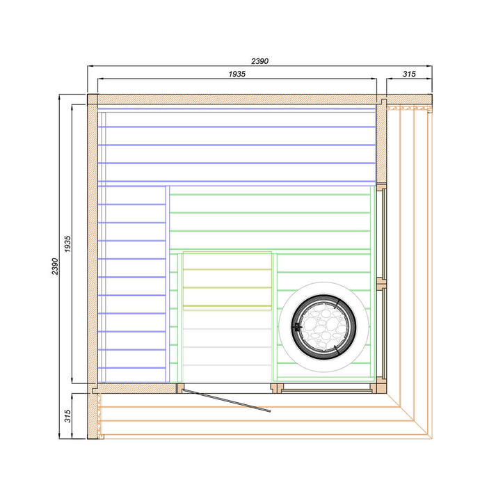 PRIMO Corner 4 Person Outdoor Sauna - West Coast Saunas - SSPRIMO1S