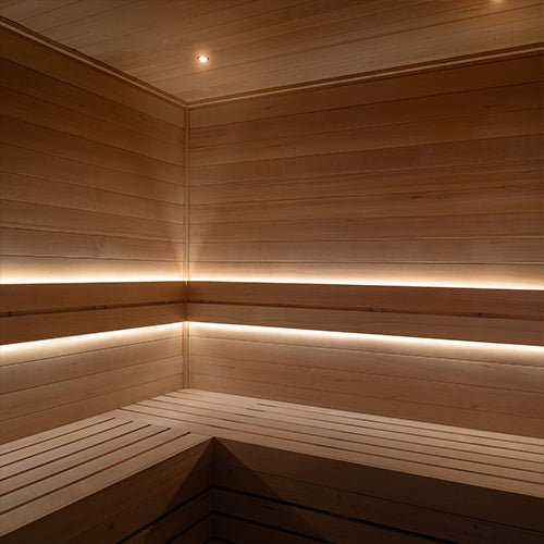PROSAUNAS Dual-Zone Linear White LED Neon Light Kit Flexible, Dimmable, Waterproof, Wireless Controlled, WiFi, and Adjustable Length - West Coast Saunas - 130462
