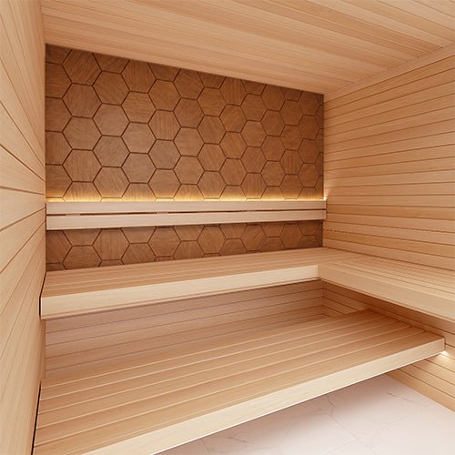 PROSAUNAS Hive Thermo Sauna Wall Panels, Hexagon Pattern, Thermo-Abachi - West Coast Saunas - 4745010406225