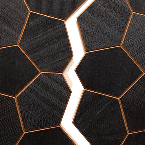 PROSAUNAS Modern Black Sauna Wall Panels, Irregular Hexagon Pattern, Black Thermo-Abachi - West Coast Saunas - 4745010406348