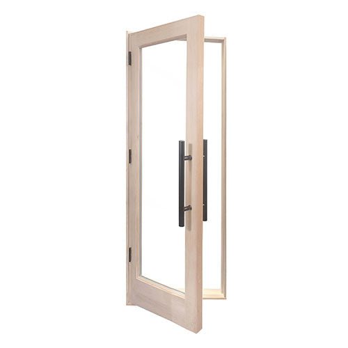 PROSAUNAS Prehung Solid Wood Sauna Door with Insulated Glass Douglas Fir Sauna Door, Hemlock Jamb, Dual - Pane Insulated Glass, 25.5" x 81.5" - West Coast Saunas - 129226