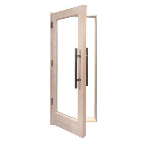 PROSAUNAS Solid Wood Sauna Door with Insulated Glass, 24" x 70" Douglas Fir Sauna Door, Hemlock Jamb, Dual - Pane Insulated Glass - West Coast Saunas - 129987
