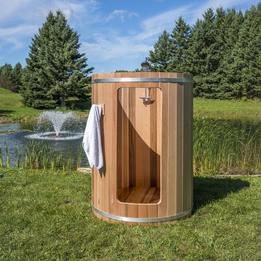 Rainbow Barrel Outdoor Shower - Clear Red Cedar - West Coast Saunas - 580S