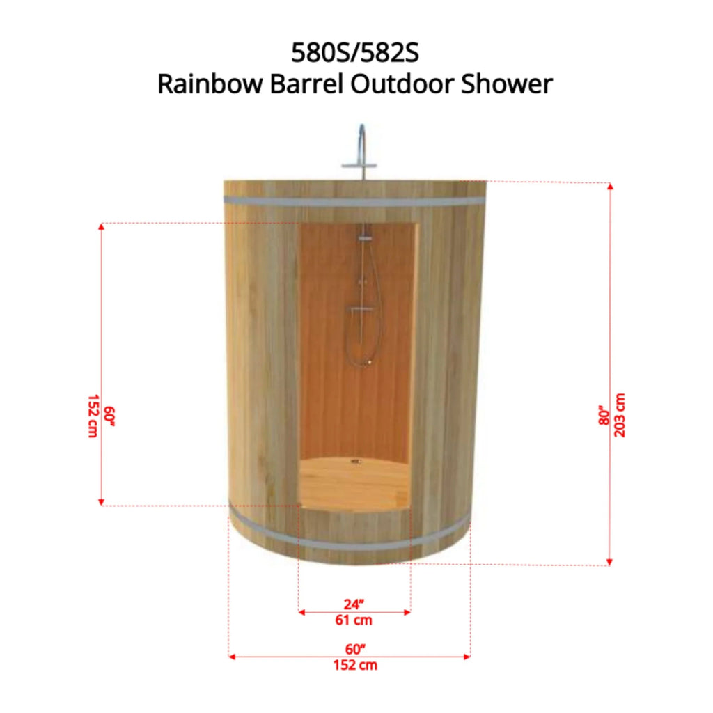 Rainbow Barrel Outdoor Shower - Clear Red Cedar - West Coast Saunas - 580S