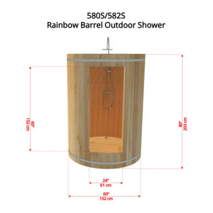 Rainbow Barrel Outdoor Shower - Clear Red Cedar - West Coast Saunas - 580S