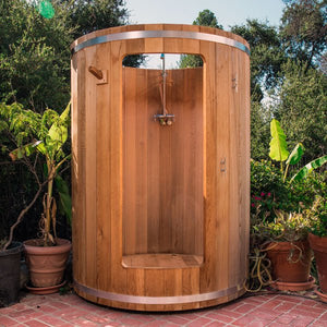 Rainbow Barrel Outdoor Shower - Knotty Red Cedar - West Coast Saunas - 582S