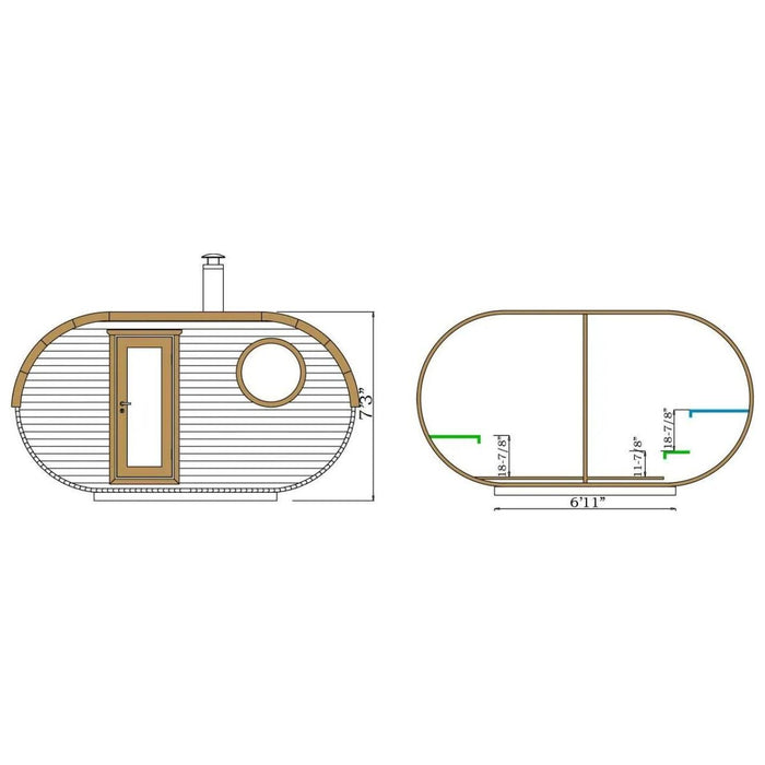 Rainier Saunas Large 3 Room Barrel Sauna - West Coast Saunas - RS - BAR - 3