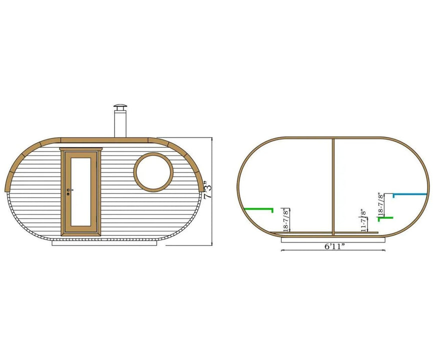 Rainier Saunas Large 3 Room Barrel Sauna - West Coast Saunas - RS - BAR - 3