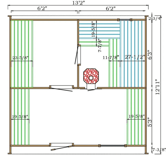 Rainier Saunas Large 3 Room Barrel Sauna - West Coast Saunas - RS - BAR - 3