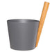 Rento Straight Handle Sauna Bucket Sauna Bucket, Aluminum w/ Thermo Bamboo, Straight Handle, Matte Grey, 5 Liter - West Coast Saunas - 601174