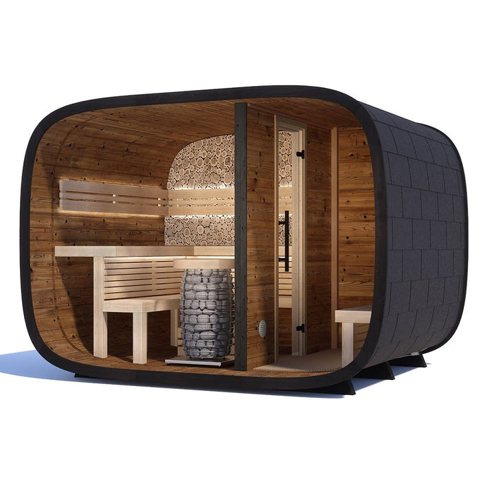 Round Cube DOUBLE 5 Person Outdoor Sauna Kit - West Coast Saunas - SSDOUBLE1NN