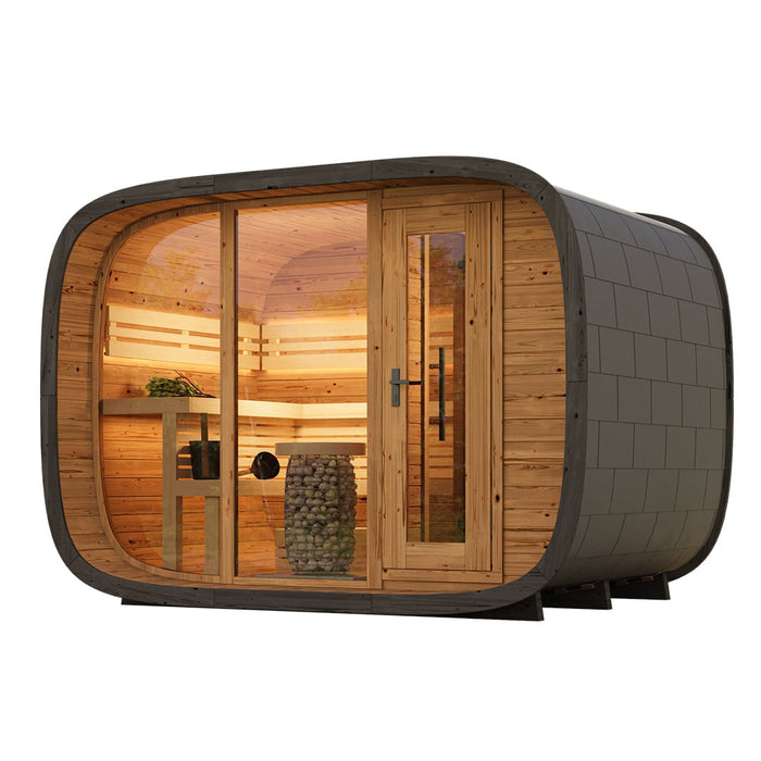 Round Cube DOUBLE 5 Person Outdoor Sauna Kit - West Coast Saunas - SSDOUBLE1NN