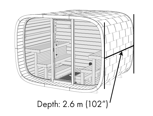 Round Cube DOUBLE 5 Person Outdoor Sauna Kit - West Coast Saunas - SSDOUBLE2NN