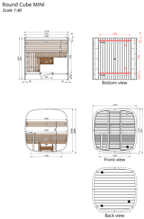 Round Cube MINI 4 Person Outdoor Sauna Kit - West Coast Saunas - SSRCMINI1N