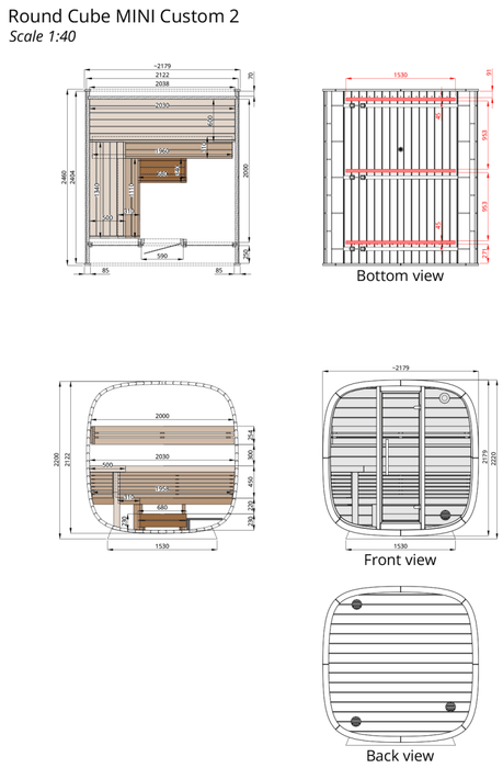 Round Cube MINI 4 Person Outdoor Sauna Kit - West Coast Saunas - SSRCMINI1N
