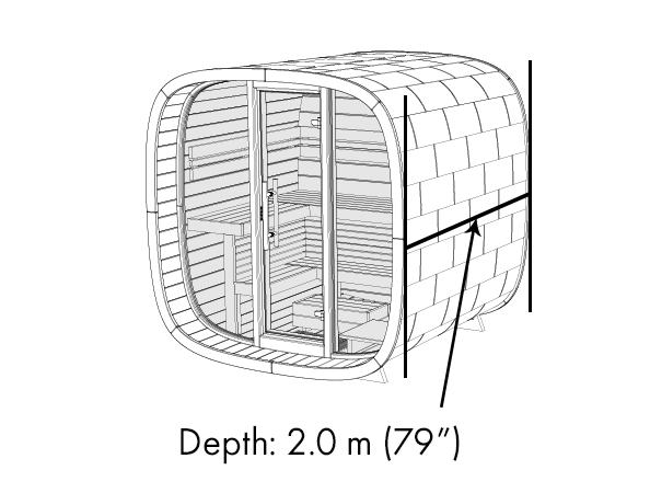 Round Cube MINI 4 Person Outdoor Sauna Kit - West Coast Saunas - SSRCMINI1N