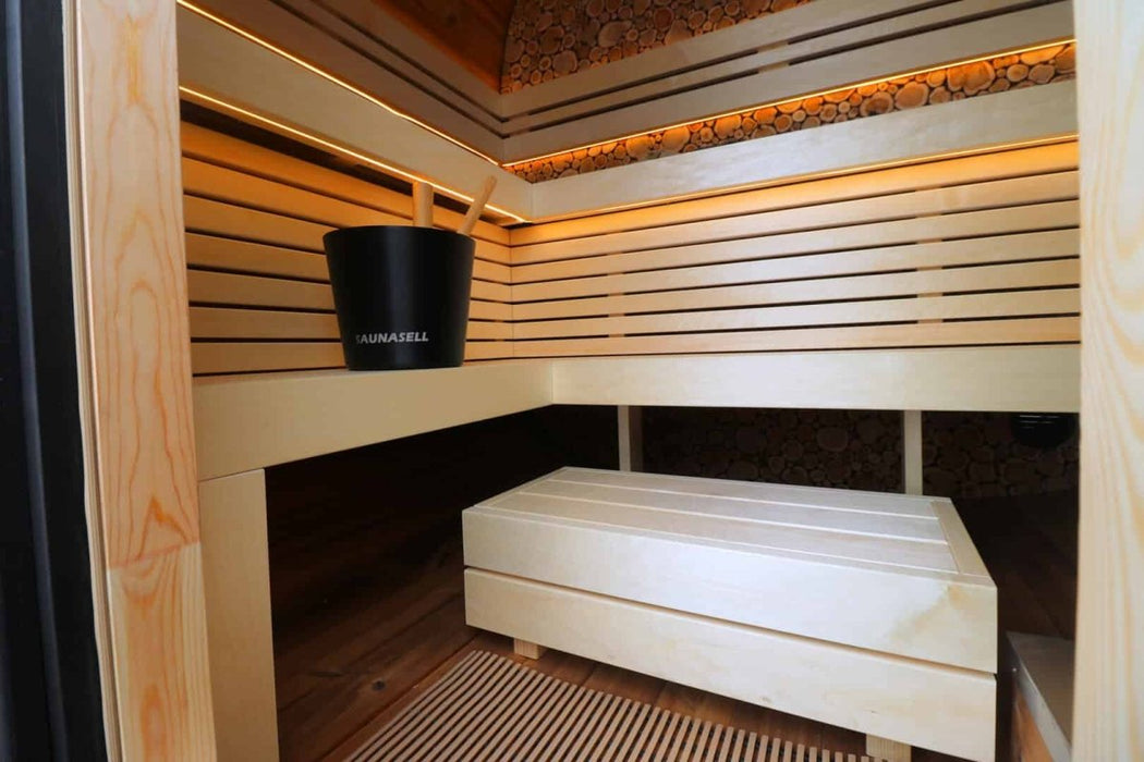 Round Cube MINI 4 Person Outdoor Sauna Kit - West Coast Saunas - SSRCMINI1N