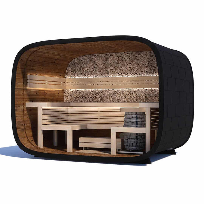 Round Cube RELAX 6 Person Outdoor Sauna Kit - West Coast Saunas - SSRELAX1N