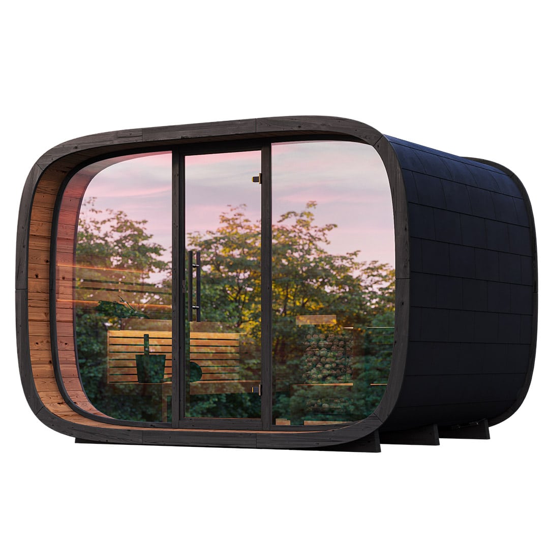 SAUNAGUT キューゲルメーカー アウフグース Round Cube Single Outdoor Sauna – 8-Person Capacity — West Coast
