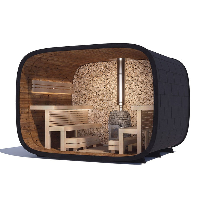 Round Cube SINGLE 8 Person Outdoor Sauna Kit - West Coast Saunas - SSSINGLE1N