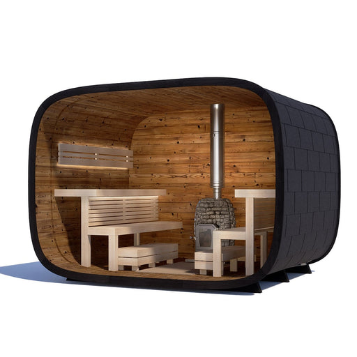 Round Cube SINGLE 8 Person Outdoor Sauna Kit - West Coast Saunas - SSSINGLE1N