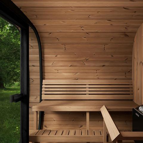 SaunaLife 7 Person Luxury Outdoor Cube Sauna CL7G - West Coast Saunas - Model CL7G